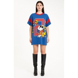 70's VTG Flirts Peanuts Snoopy Woodstock Football Ringer Night Shirt M/L